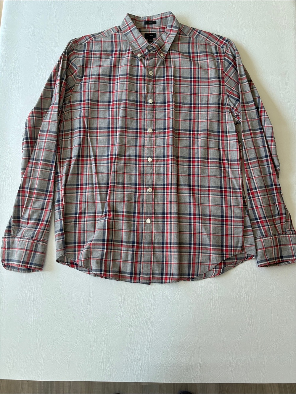 J. Crew Men's Plaid Button-Down Shirt - Gray, Red, Navy